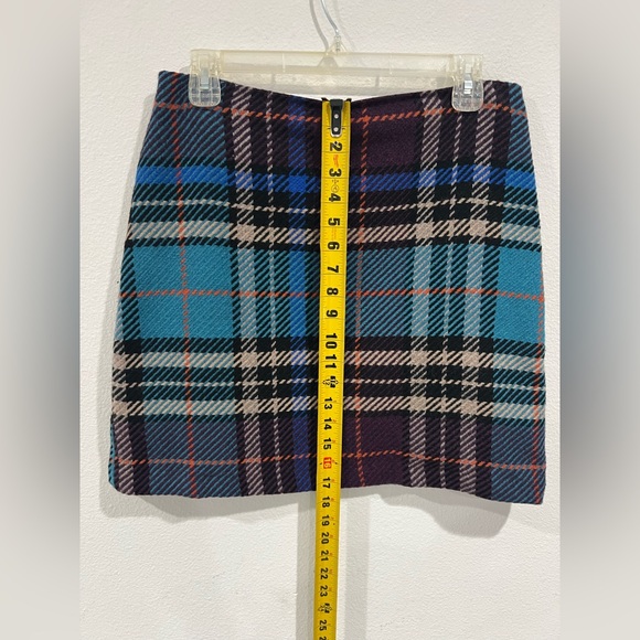 Marks & Spencer Wool Blend Plaid Mini Skirt Blue Tartan Lined Preppy UK10/US6 - Picture 8 of 9